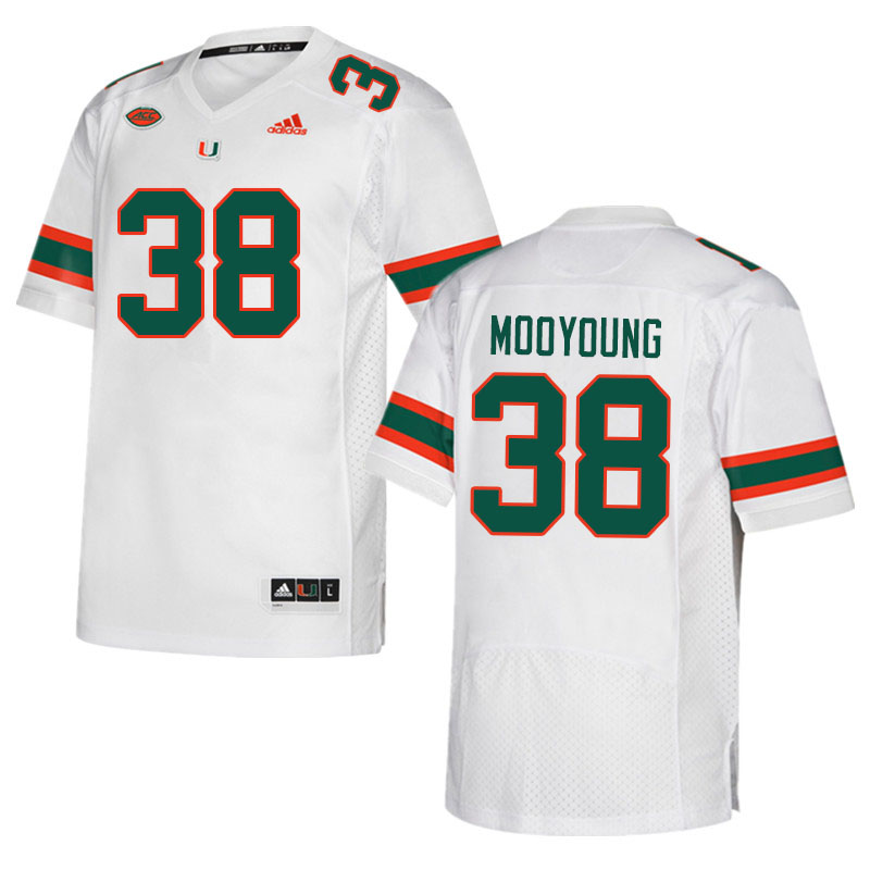 Men #38 Myles Mooyoung Miami Hurricanes College Football Jerseys Sale-White - Click Image to Close